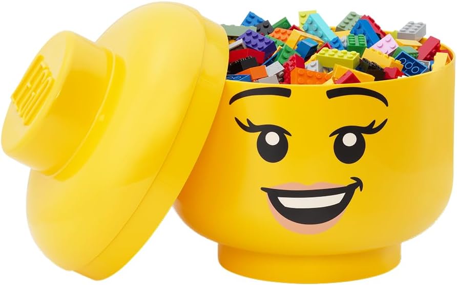 Room Copenhagen Iconic Storage Head Large Stackable Storage Box 8,5 L Yellow Happy Girl Happy Girl L