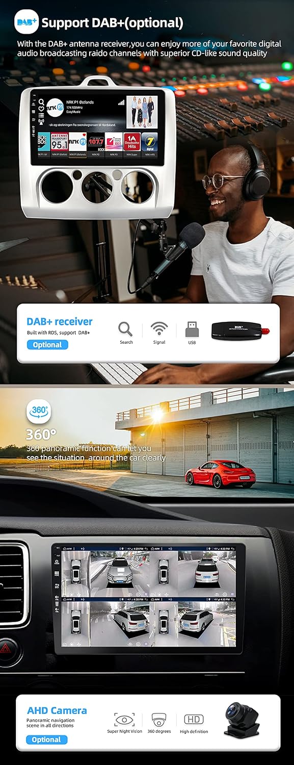 JOYX Android 12 Autoradio Passt für Ford Focus (2004-2011) - [4G+64G] - Eingebaut DSP/Carplay/Androi