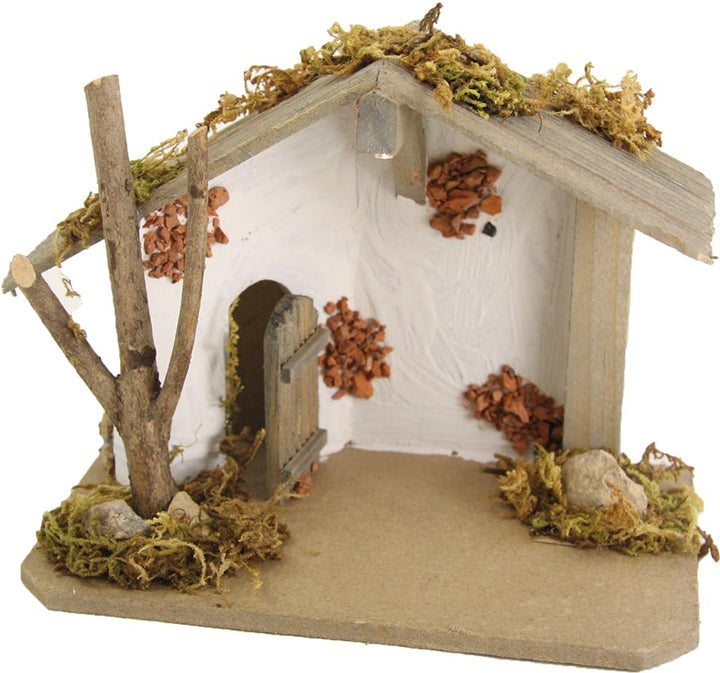 FADEDA Stall Edeldorf mit Licht/Höhe:13 cm/handbemalt/detailgetreue Krippen Figuren - Weihnachten Ti