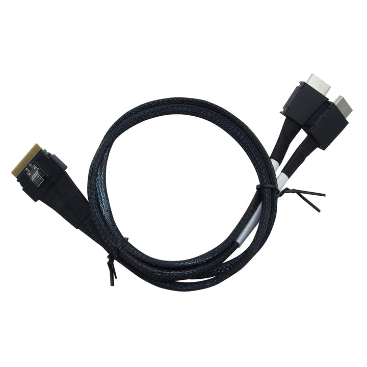 SlimSAS(SFF-8654 8i,74pin) to 2x Oculink(SFF-8611,38pin), PCIe4.0 Gen4 cable assembly, 85-Ohm, 0.8m