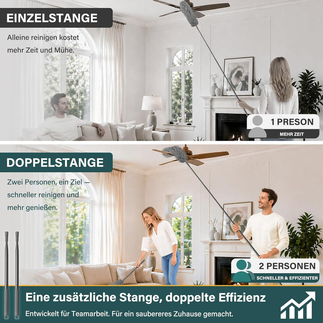 marysgift Staubwedel Teleskop Waschbar Mikrofaser Duster Lang Ausziehbar Bis 250cm,7 Stück Staubwede