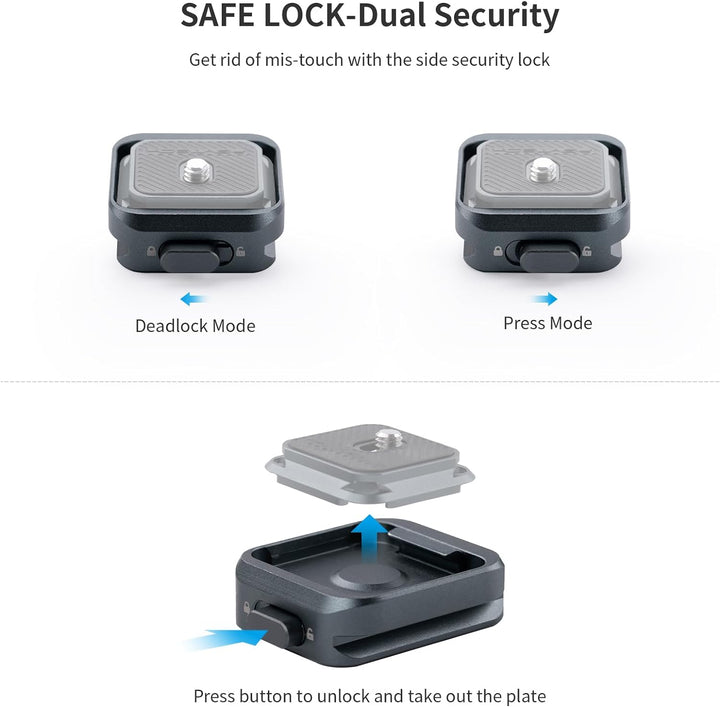PGYTECH SnapLock Kamera Schnellwechselplatte, mit 1/4” und 3/8” Gewindebohrungen, Arca Swiss Schnitt