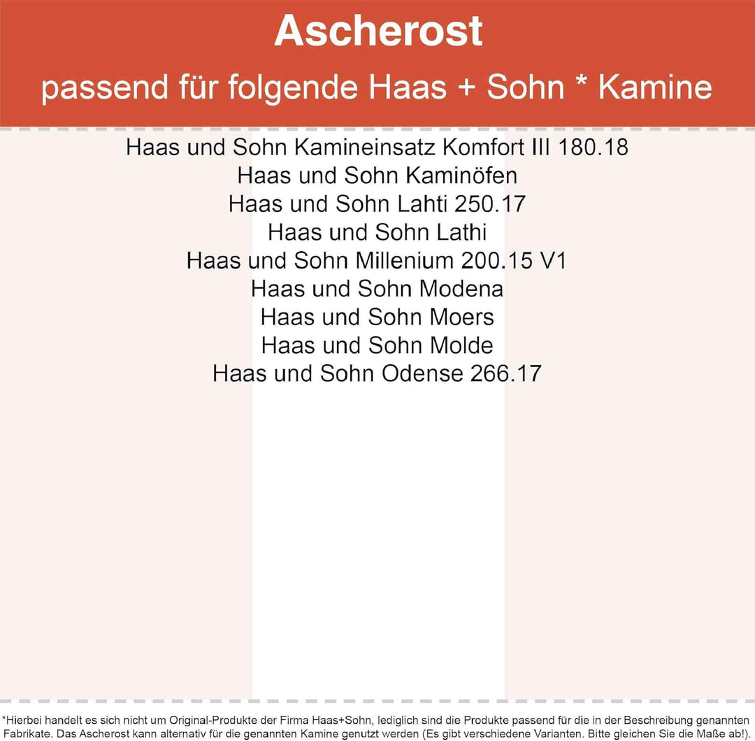 Kaminrost - Passend für Haas+Sohn Kaminöfen inkl. Modellübersicht - Ascherost Kamin aus massivem Sta