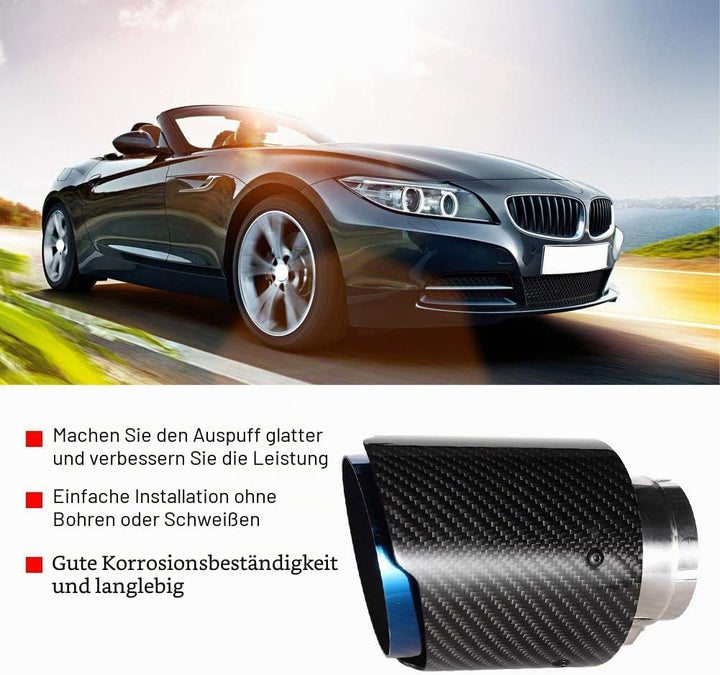 Auspuffrohr des Endrohrs, 63mm Carbon Fiber Glossy Car Straight Auspuffrohr Heckspitze Heckspitze