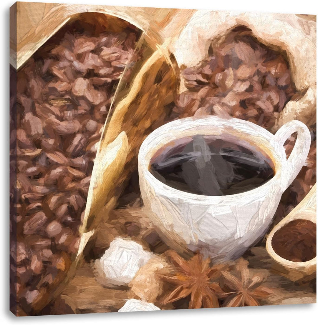 Pixxprint Kaffeebohnen als Leinwandbild/Grösse: 70x70 cm/Wandbild/Kunstdruck/fertig bespannt, 70x70