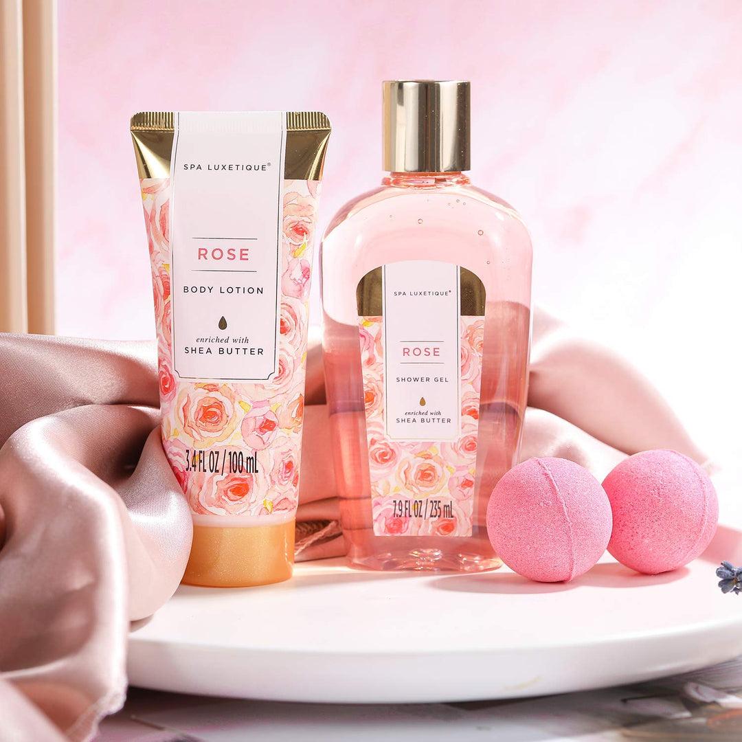SPA LUXETIQUE Wellness Set für Frauen - 8tlg Rosenduft Bade Geschenkset für Frauen, Geburtstagsgesch