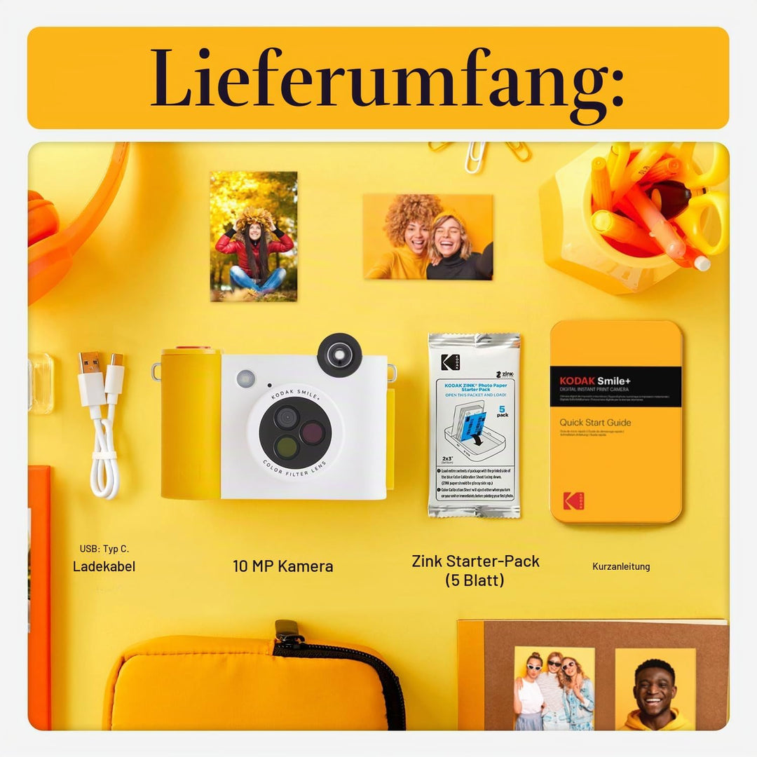 Kodak Smile+ 2-in-1 Digitale Sofortbildkamera & kabelloser Bluetooth-Fotodrucker - 10MP, Spezialeffe