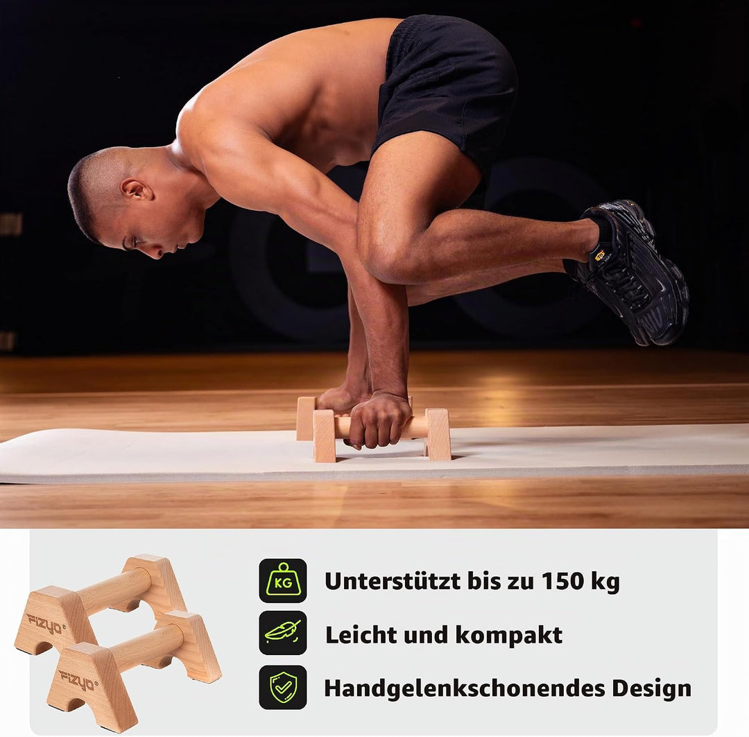 Phyzyo Holz Pumpenhalter, Rutschhemmende Trainingsgleiter, Kalistenische Handläufe aus Holz, 2 Stück