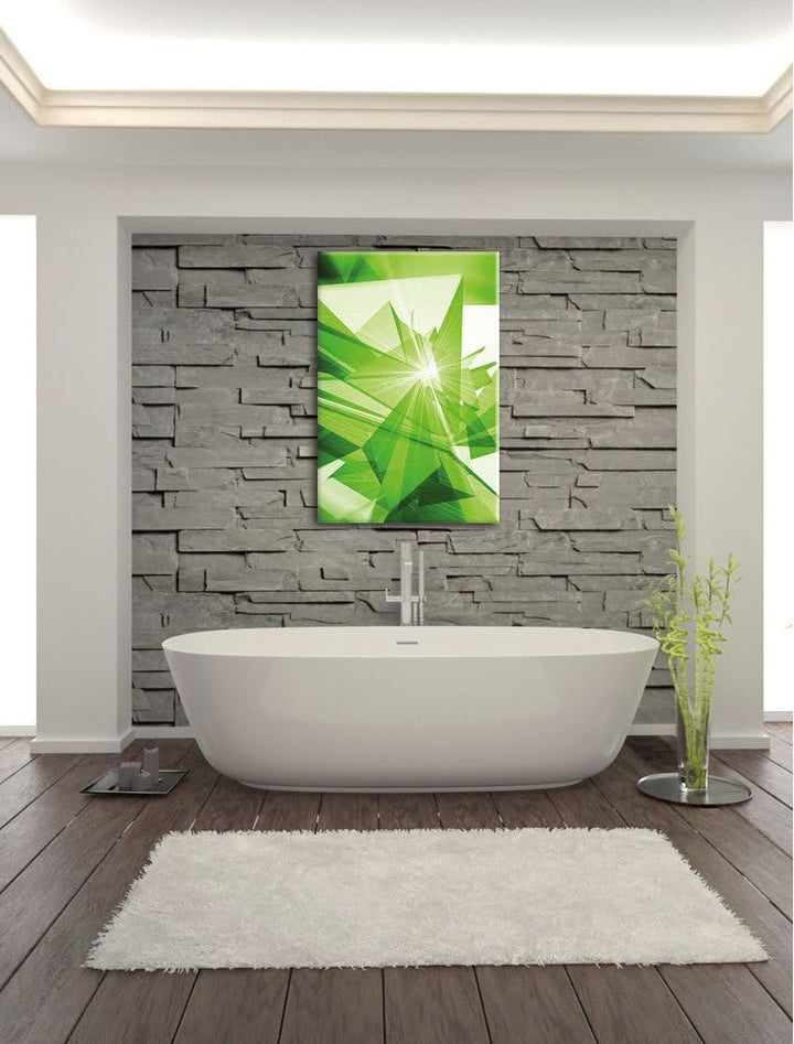 Abstrakt grünes Eis, Format: 100x70 auf Leinwand, XXL riesige Bilder fertig gerahmt mit Keilrahmen,