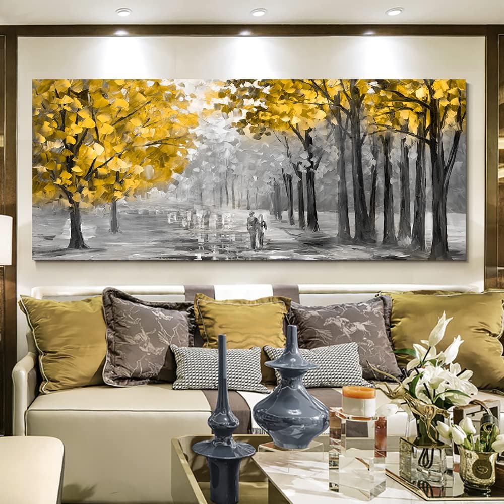 Mit Rahmen Grosses Leinwandbilder Bilder 120x50cm Abstrakt Herbstbaum bild auf leinwand Wandkunst Le