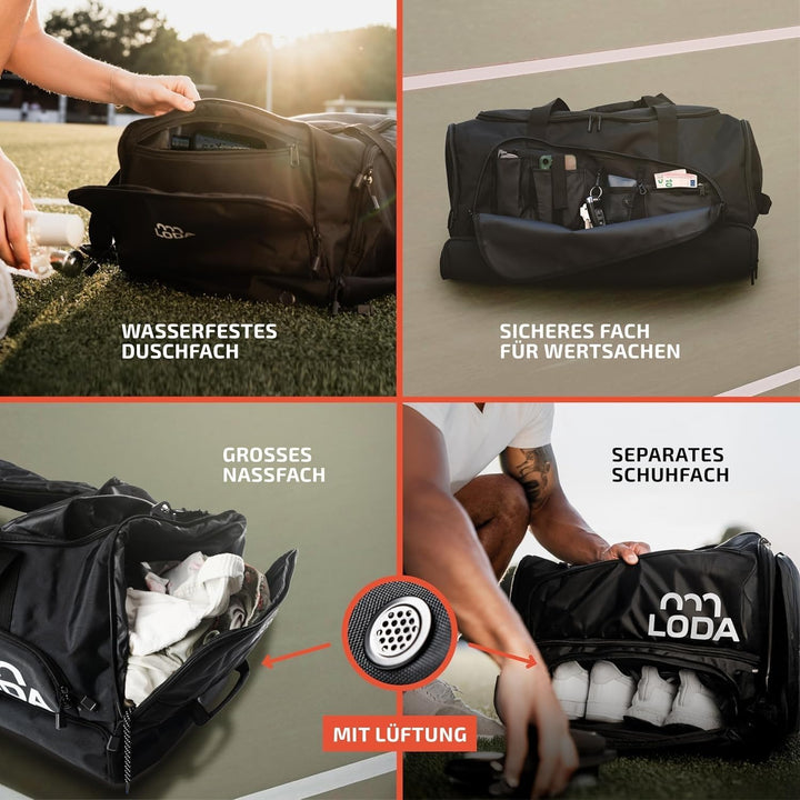 LODA compact (48L) Multifunktions-Sporttasche - Kompakt & Praktisch, Rucksackfunktion, Schuh- und Na
