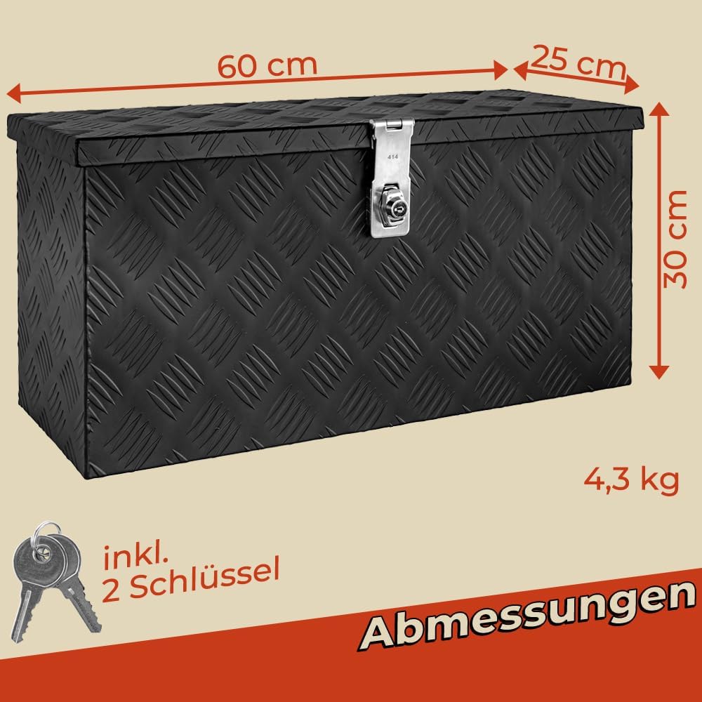 Trucky Truckbox Aluminium Abschliessbar Deichselbox Alu Kiste Anhängerbox | Modell Toolbox-1, 60x25x