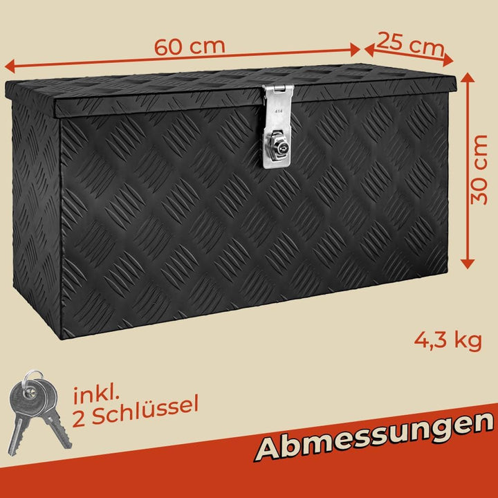 Trucky Truckbox Aluminium Abschliessbar Deichselbox Alu Kiste Anhängerbox | Modell Toolbox-1, 60x25x