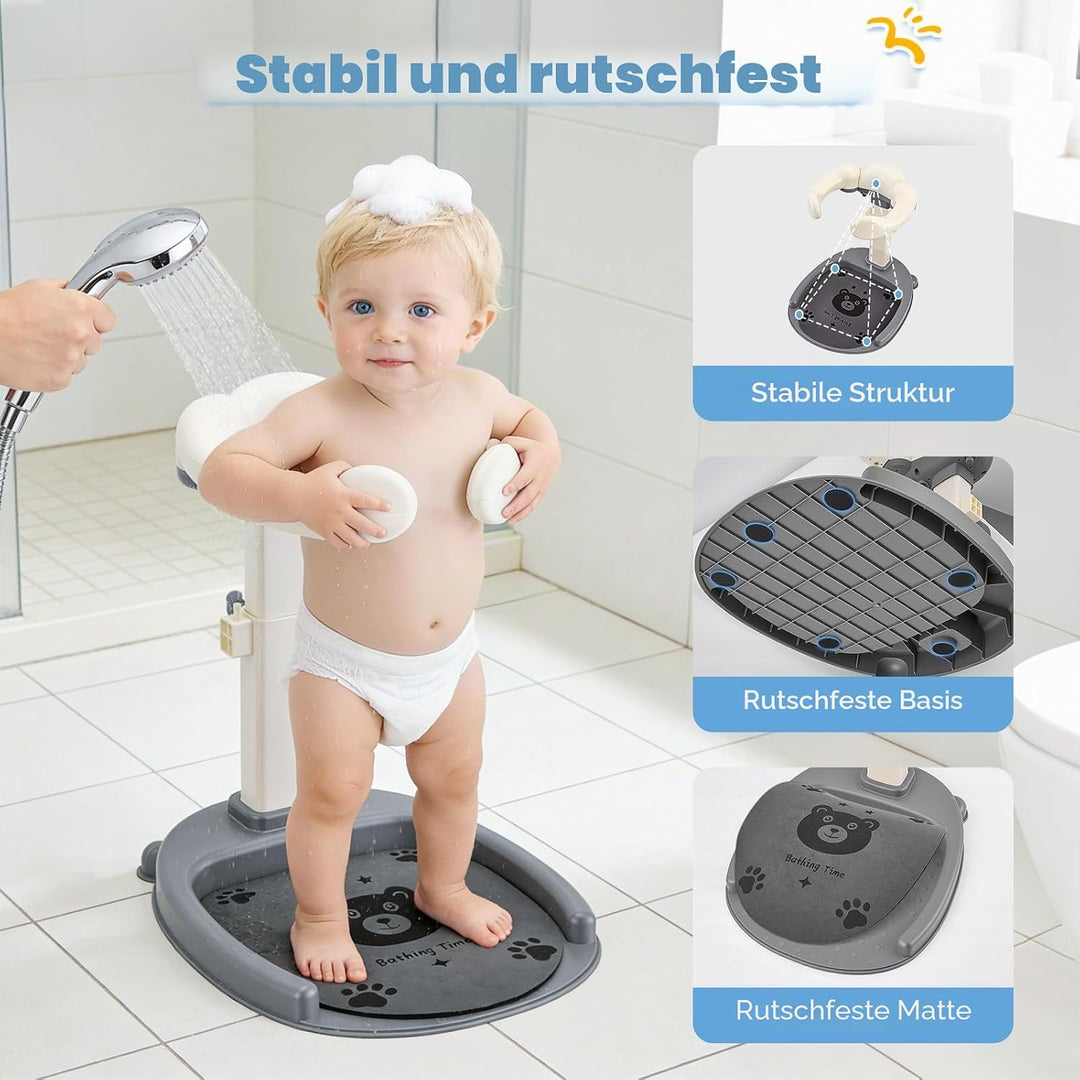 Baby Dusche Ständer, Höhenverstellung 40-57cm, Baby Shower Stand Support mit Anti-Rutsch Basis &amp; Rut