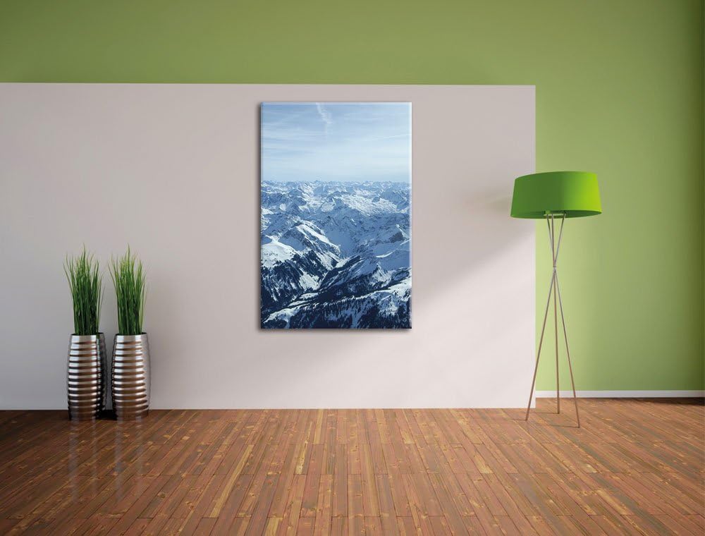 Pixxprint Alpen, Format: 100x70 auf Leinwand, XXL riesige Bilder fertig gerahmt mit Keilrahmen, Kuns