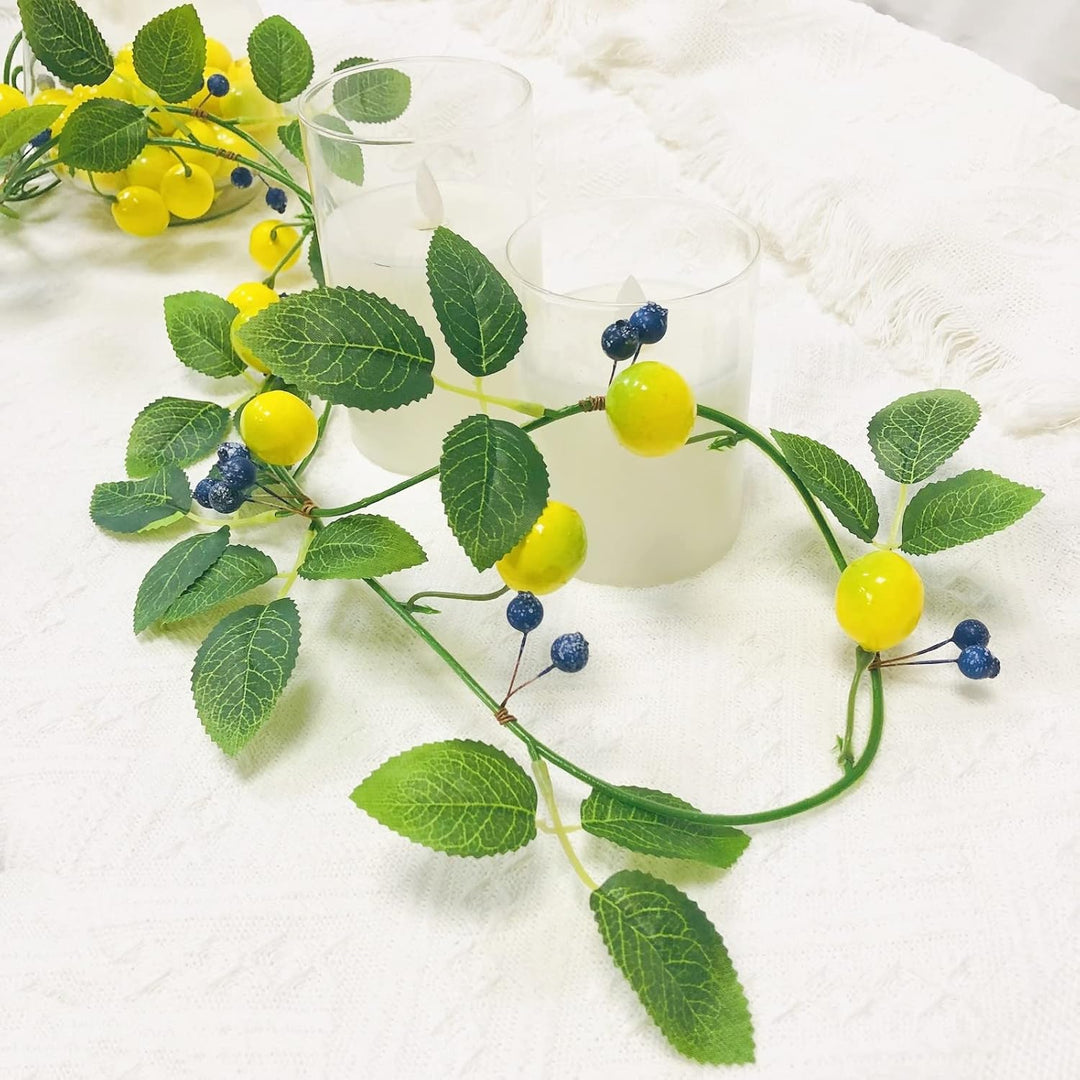2er-Pack Künstliche Zitronen Blaubeer Girlande,Zitronenranke Hängende Blumen Pflanzen Künstliche Frü