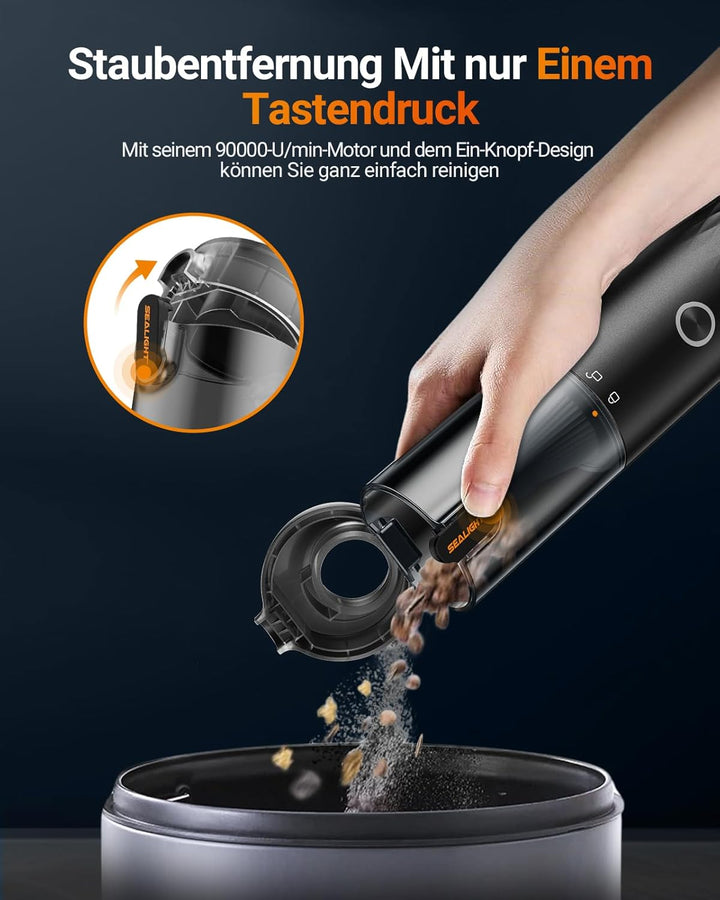 SEALIGHT Handstaubsauger Akku Kabellos,29000PA 4-in-1 Mini Autostaubsauger mit 40 Minuten Akkulaufze