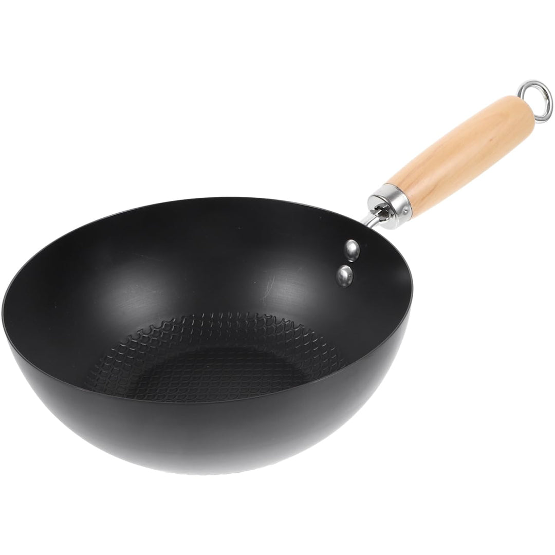 Cabilock Kleine Gusseiserne Wokpfanne 20 Cm Flacher Boden Mini Kochtopf Ohne Beschichtung Für Indukt