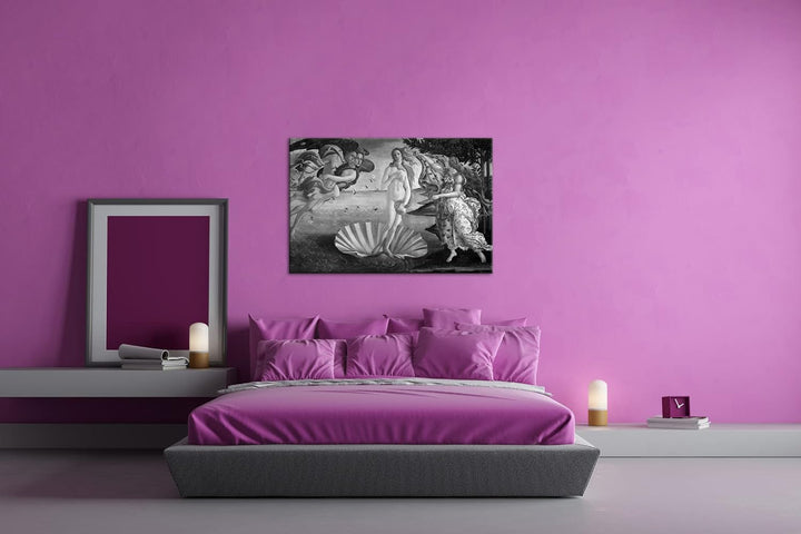 Die Geburt der Venus Format: 80x60 Effekt: Schwarz&Weiss als Leinwandbild, Motiv fertig gerahmt auf