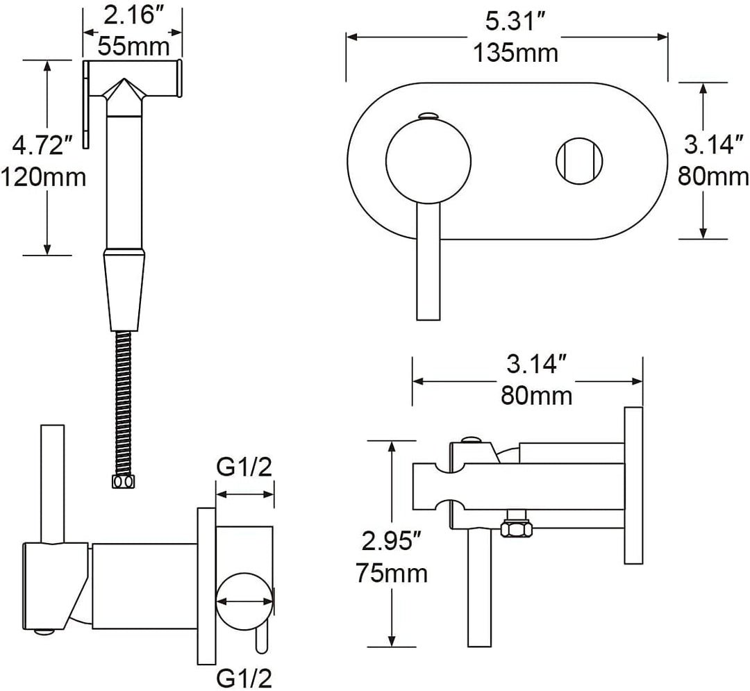 Frap Bidet Handbrause,Toilette Sprayer,Hygienedusche, Heiss und kalt einstellbar,Bad Bidet Set/Wc du