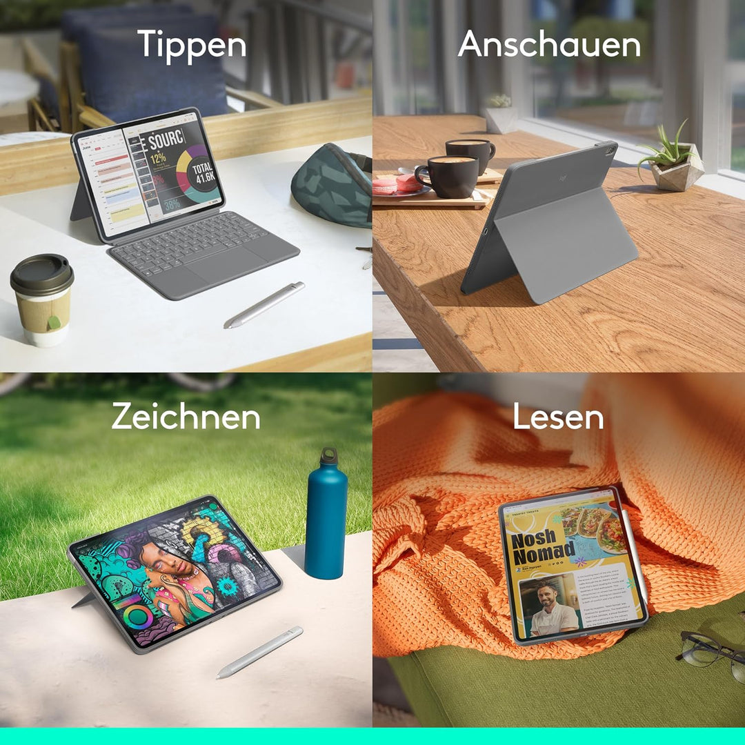 Logitech Combo Touch iPad Air 11 Zoll (M2), iPad Air (4. und 5. Generation - 2020, 2022)(2024) Tasta
