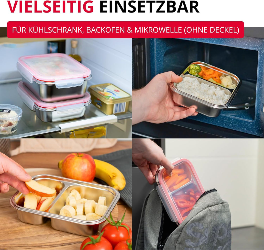 Westmark Edelstahl Lunchbox – Auslaufsichere Brotdose – Mikrowellen- & Ofenfest, BPA-frei – Bento Bo