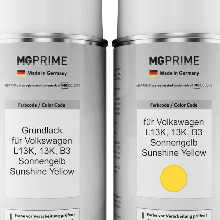 Autolack Sprühdosen Set für Volkswagen VW L13K / B3 Sonnengelb/Sunshine Yellow Grundlack Basislack K