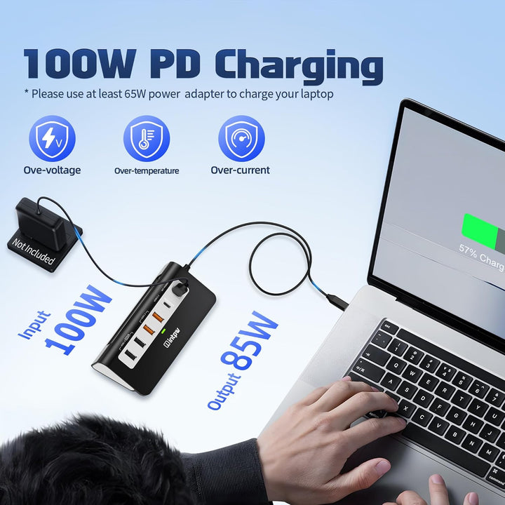 P9 PRO USB C Hub 10Gbps, 9-IN-1 Docking Station USB c mit HDMI 4K@60HZ, 3 USB 3.2 10Gbps Data, PD 10