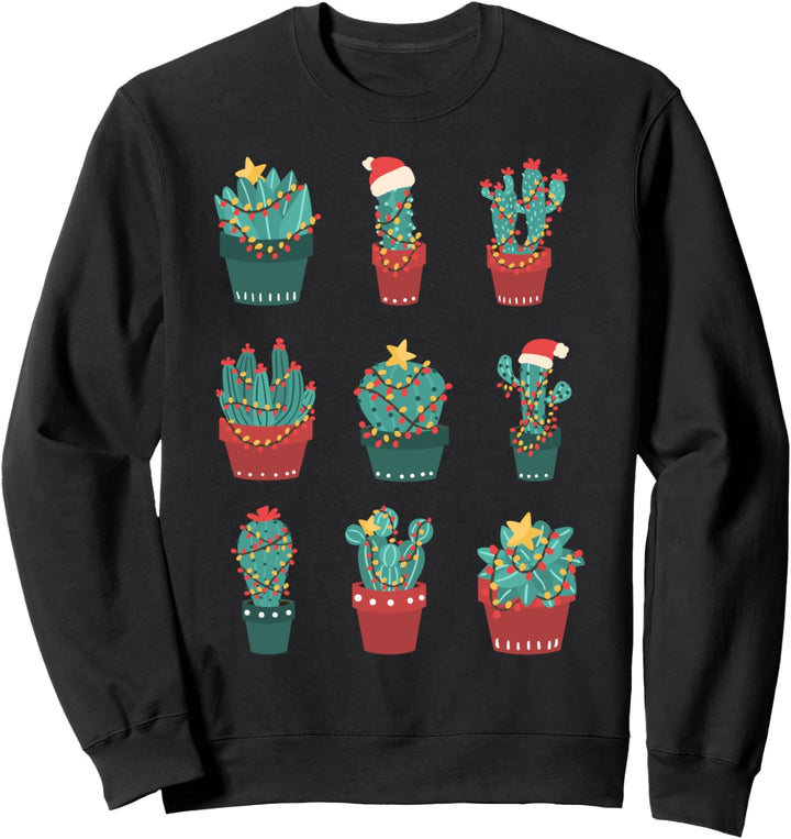 Niedliche Weihnachts-Kaktus-Kollektion, Weihnachtsmann-Mütze Sweatshirt