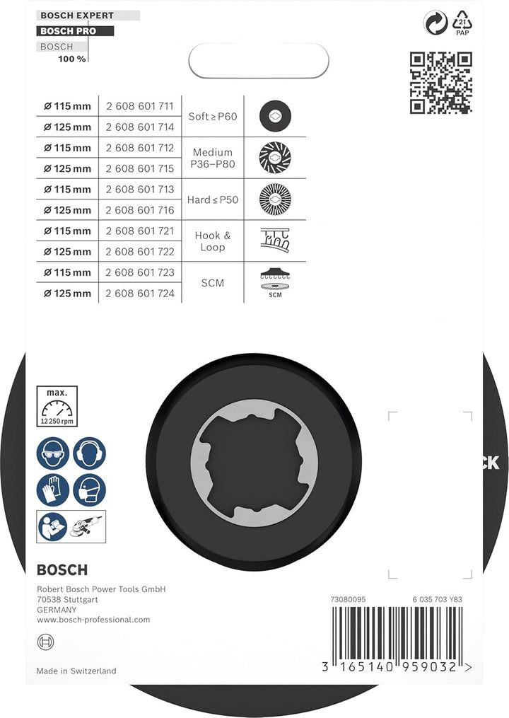 Bosch Accessories 1x SCM Stützteller (mit Mittelstift, X-LOCK, Ø125 mm), 125 mm