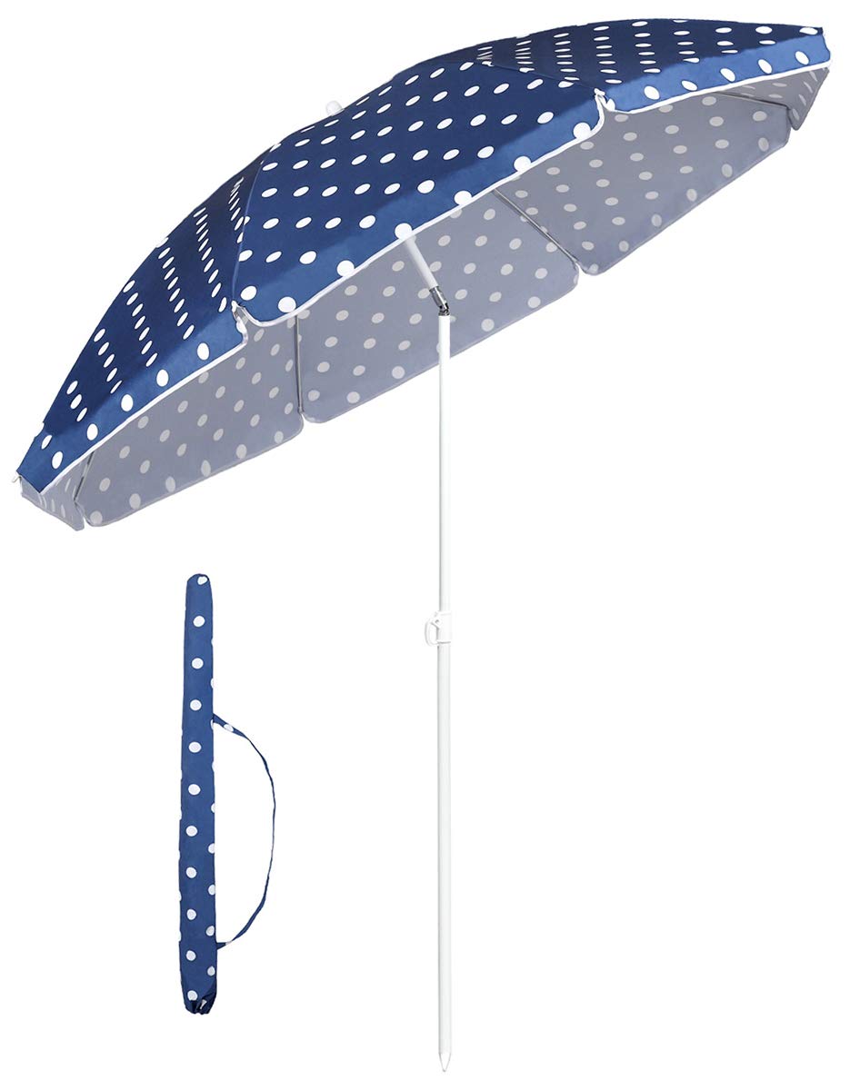 Sekey 160 cm Sonnenschirm Strand mit Schutzhülle für Balkon Garten & Terrasse Neigungswinkel und Höh
