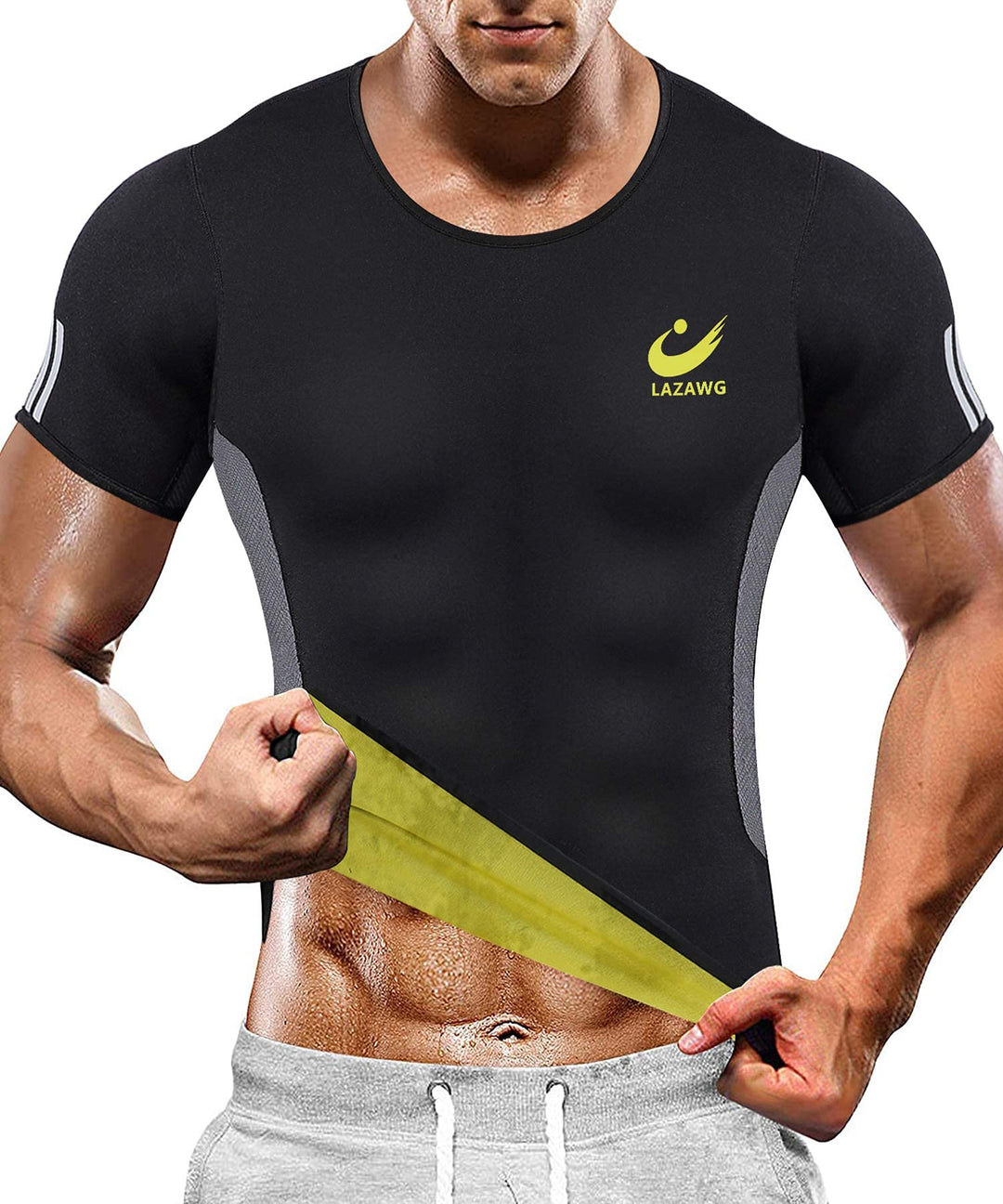 LAZAWG Schwitzweste für Herren, T-Shirt, Tanktop, Fitness- und Schwitzkleidung, kurzärmelig, für Sch
