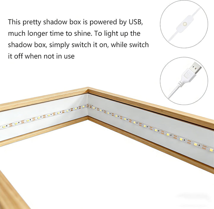 HanYun 3D Bilderrahmen Zum Befüllen mit LED, 21.5X26.5cm Bilderrahmen n tiefer 3.8cm, Objektrahmen 3