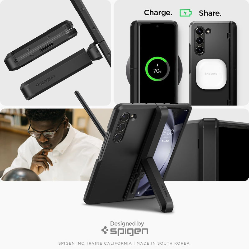 Spigen Tough Armor Pro P Hülle Kompatibel mit Samsung Galaxy Z Fold 5 -Schwarz (S Pen Nicht inklusiv