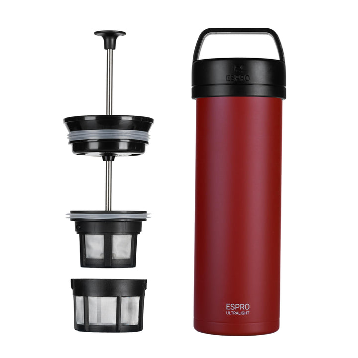 ESPRO – P0 Ultralight – Französische Kaffeepresse für Einzelportionen und leichte Trinkflasche für R