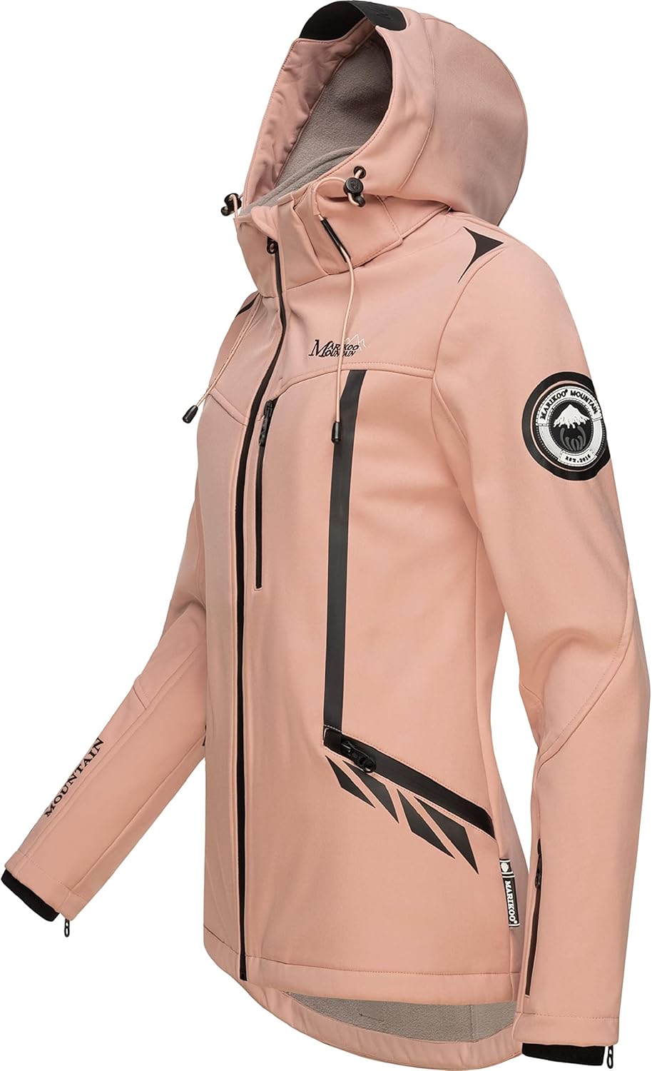 MARIKOO Damen Softshelljacke wasserdichte Funktionsjacke mit Abnehmbarer Kapuze Mount-Cho-Oyu, XS Ro