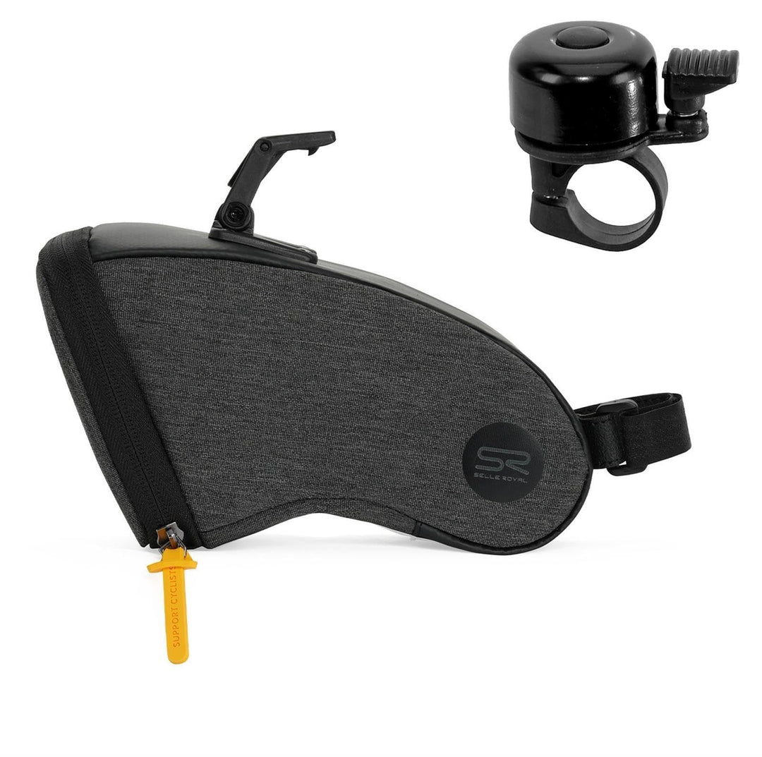 1 x Selle Royal Saddle Bag Medium (1.2l) Satteltasche Fahrradtasche Klippsystem inkl. Fahrradklingel
