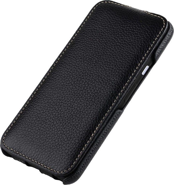 STILGUT UltraSlim kompatibel mit Google Pixel 4a 4G Hülle - Pixel 4a Flip Case aus Leder, Klapphülle