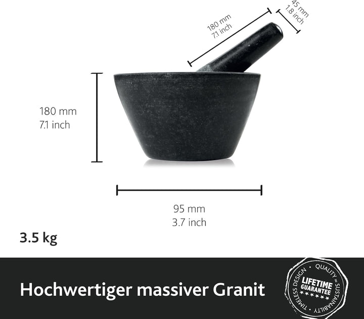 Boska Mörser Herbs/robuster Look/Spülmaschinenfest/Granit/Schwarz / 175 x 175 x 100 mm