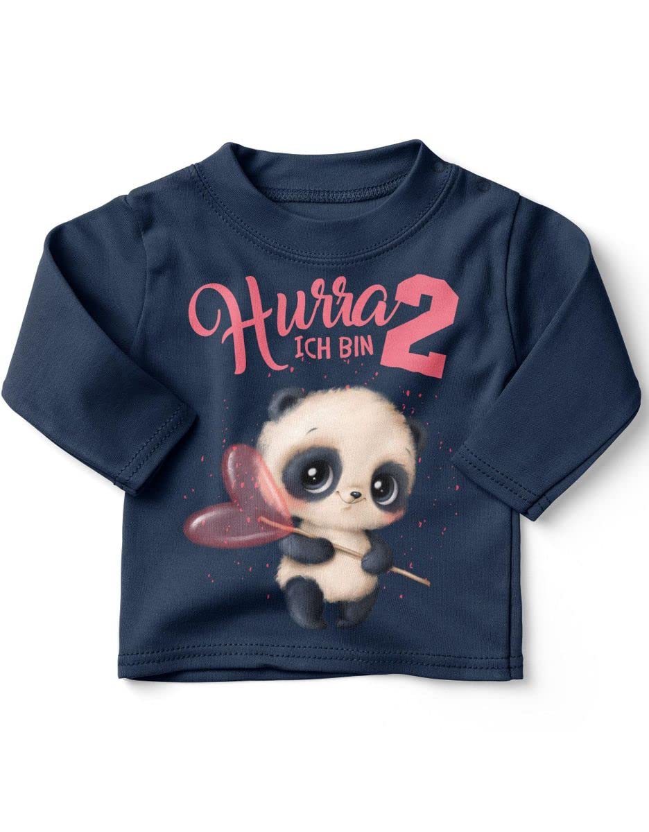 miKalino Baby/Kinder Longsleeve mit Spruch Ich Bin Zwei 2 süsser Waschbär Langarm Shirt für Mädchen