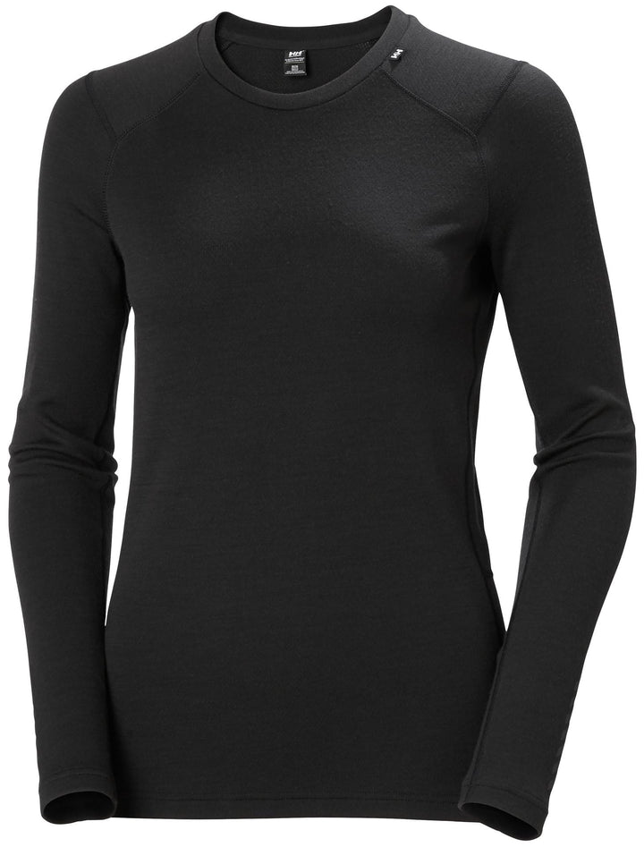Helly Hansen Damen Lifa Merino Midweight Crew Funktionsshirt XS Schwarz, XS Schwarz