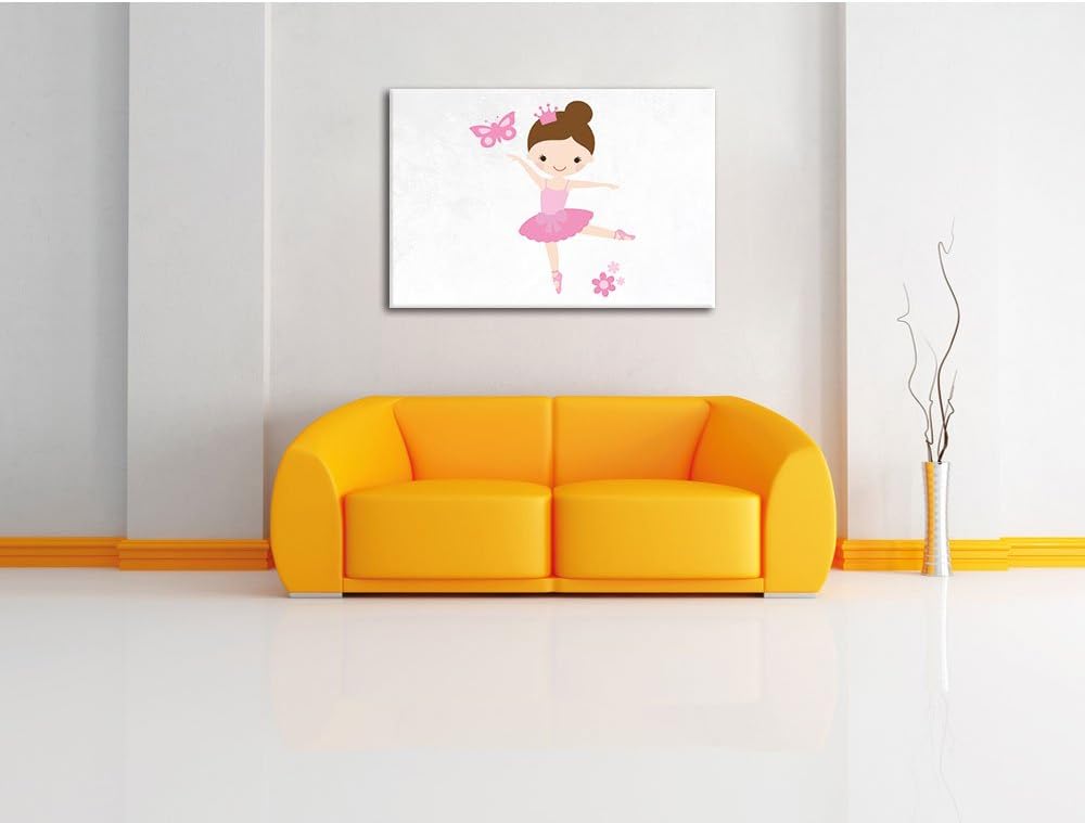 Pixxprint Ballerina Schmetterling Blumen als Leinwandbild/Grösse: 100x70 / Wandbild/Kunstdruck/ferti