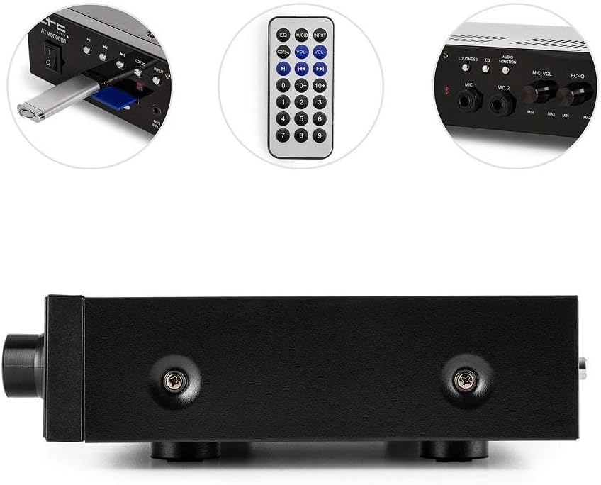 ATM6000BT - LTC - HIFI-Stereoverstärker mit 2 x 50 W - USB, SD und Bluetooth - Schwarz glänzend 2 x