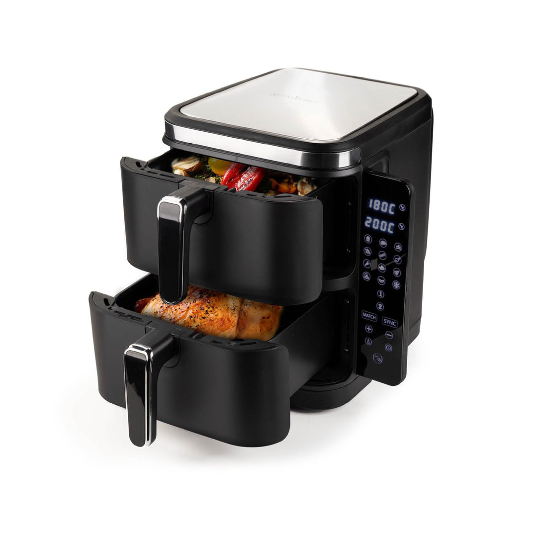 Rosmarino Tower XXL Airfryer 10,4L - Vertikales Design | Doppelkammerfritteuse | 12 Programme | 2800