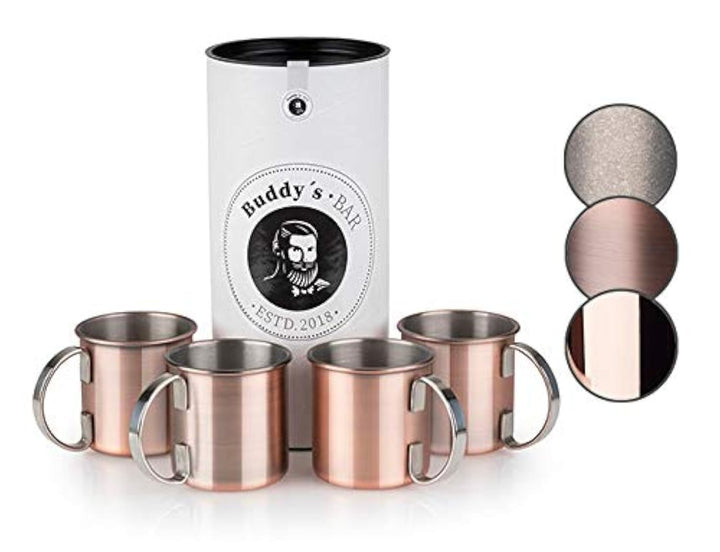Buddy´s Bar - Moscow Mule Becher, 450 ml, hochwertiger Edelstahl-Becher, lebensmittelecht, Cocktail-