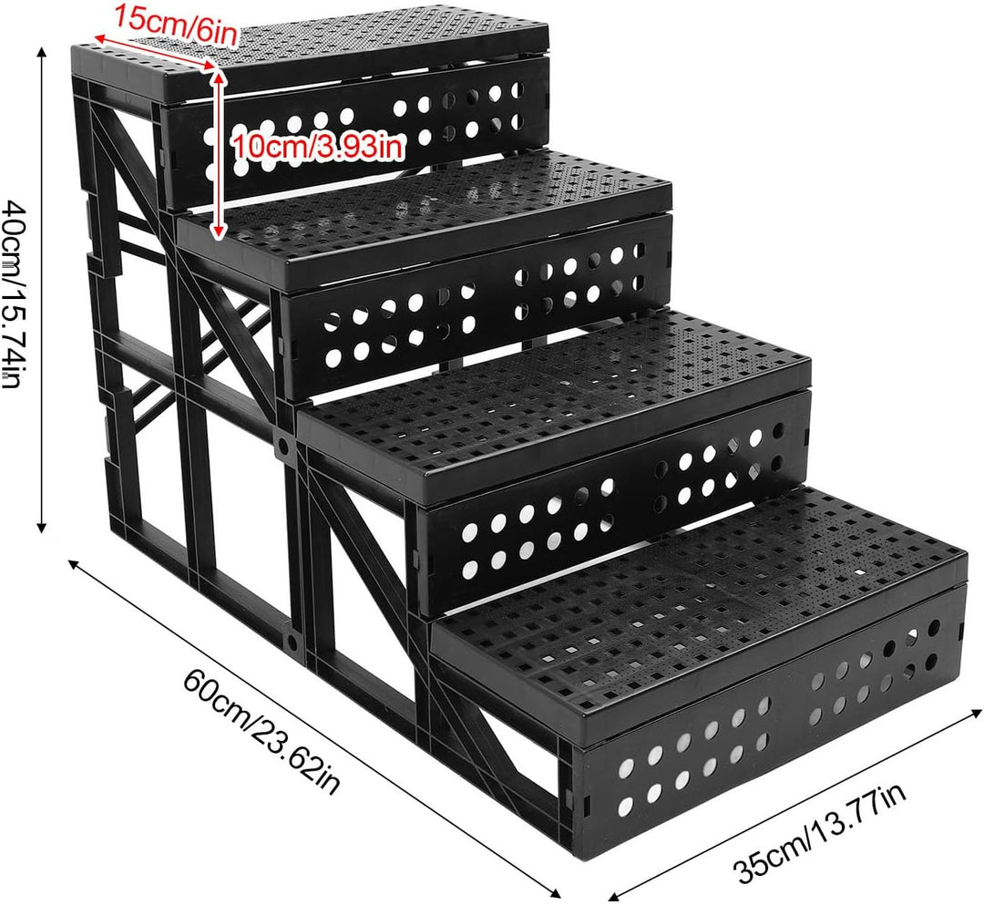 Hundetreppe mit 4 Stufen, Faltbare Hundetreppe für Hochbett und Couch mit Rutschfester Oberfläche un