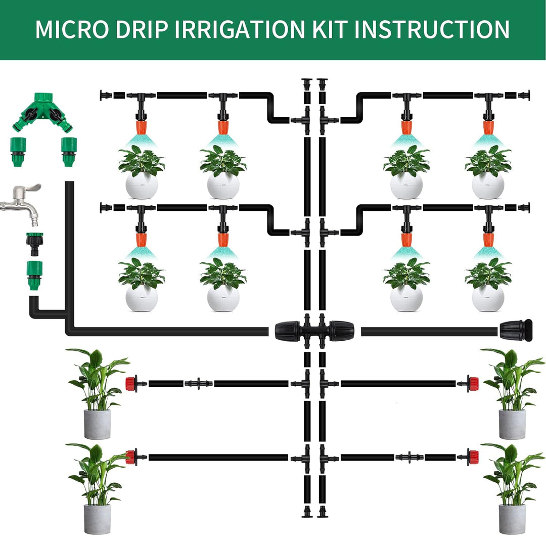 Garten BewässerungsSystem, 340Pcs Garten Bewässerung Kit,55M+15M Bewässerungsrohre,Automatik Tröpfch