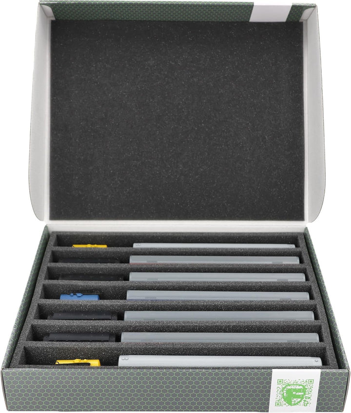 Feldherr Lagerbox FSLB055 für Modelleisenbahn Loks, Wagons und Fahrzeuge - 7 Stege für Spur TT - ste