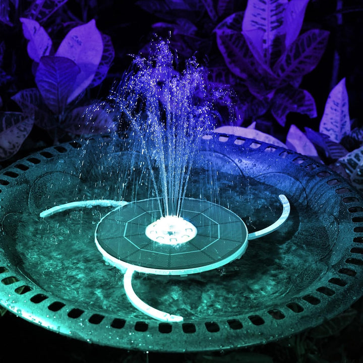 AISITIN 5,5W LED Solar Springbrunnen nur Nachts, mit 3000mAh Akku,Solar Schwimmender Fontäne Pumpe m