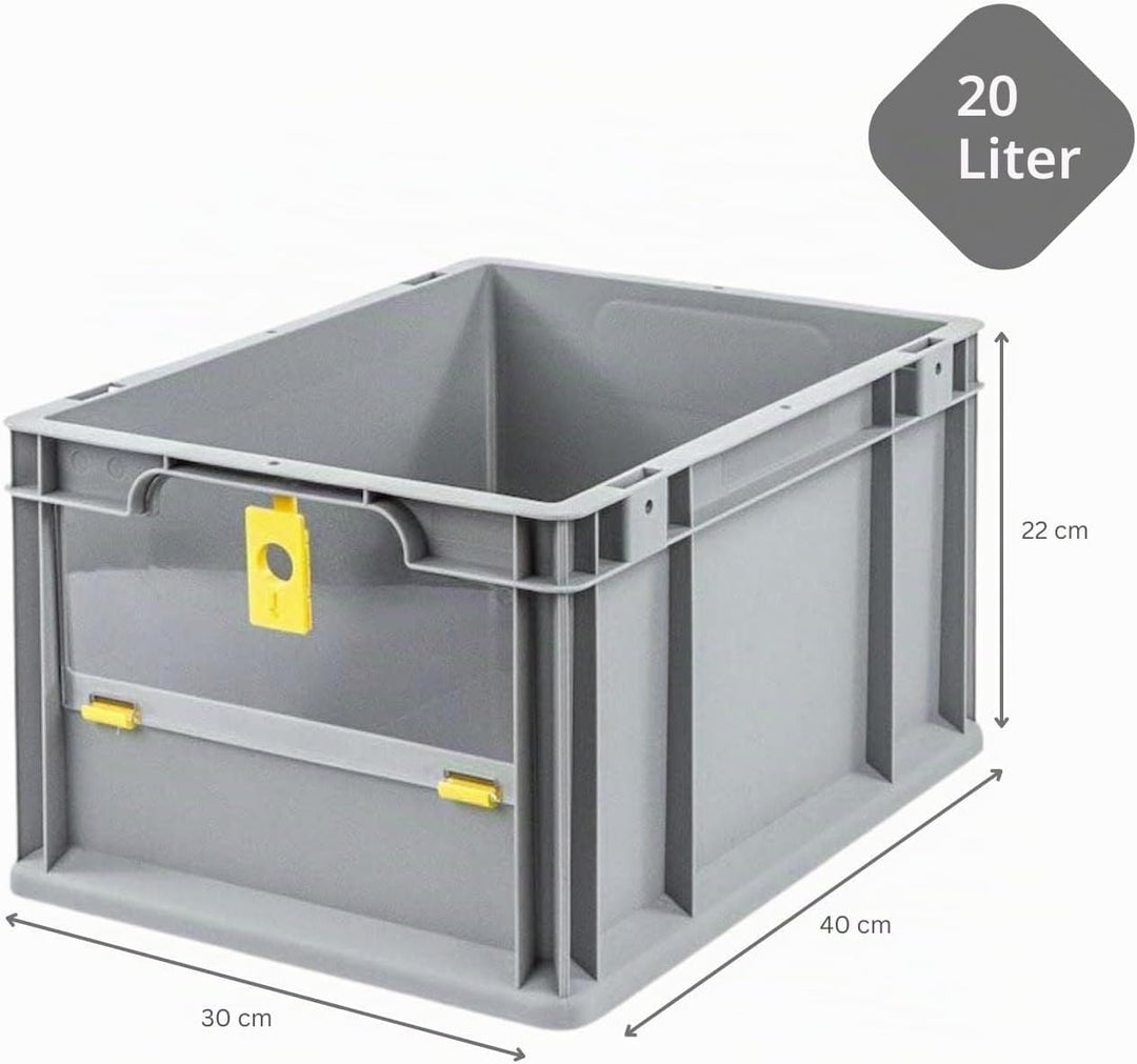 SuperSparSet 8x Eurobox NextGen Insight Cover | HxBxT 22x30x40 | 20 Liter | Niedrig/Gelb | Eurobehäl